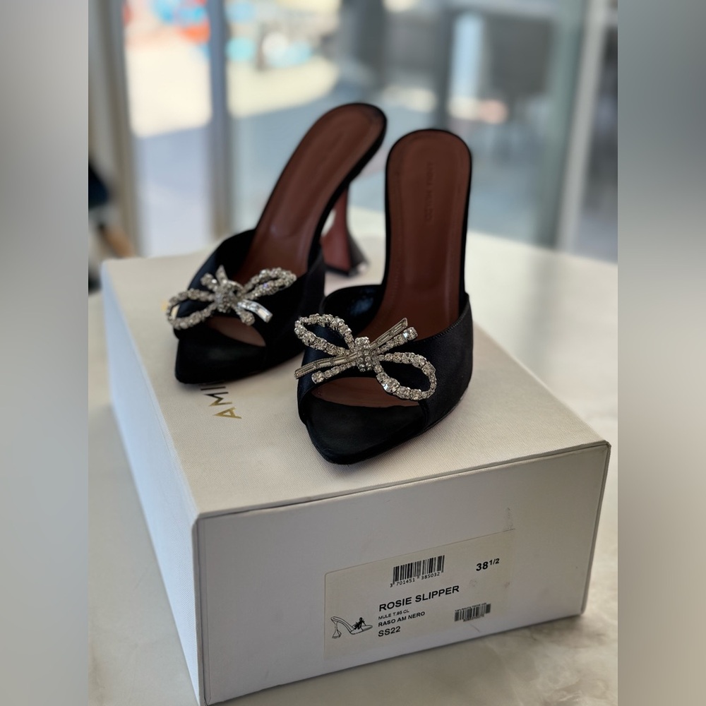 Amina Muaddi Rosie Crystal Embellished PVC Mules